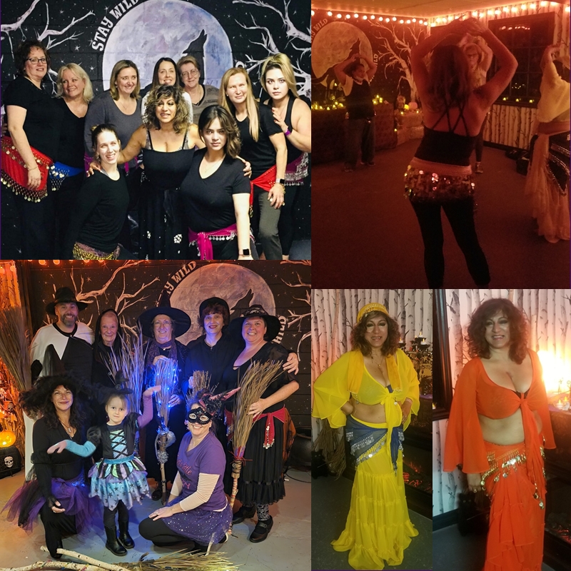 Participants dancing joyfully in a belly dance or witch dance class at The Zen Shop’s Zen Den