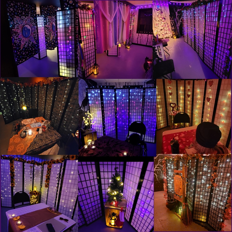 Basement setup with individual booths for readers during a Psychic Fair at The Zen Shop’s Zen Den