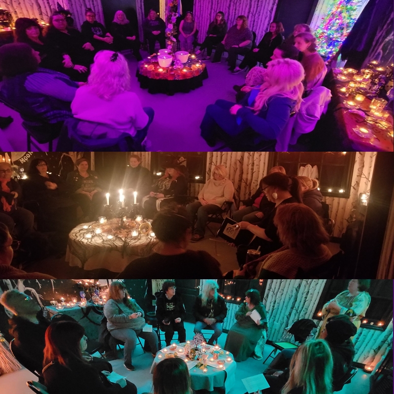 Spiritual community gathering around an altar during a Sabbat ceremony at The Zen Shop’s Zen Den