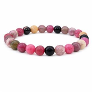 Mixed Tourmaline 6mm gemstone elastic stretch bracelet smooth round beads crystal bracelet The Zen Shop Oshawa Durham Region