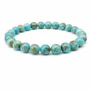 Turquoise 6mm gemstone elastic stretch bracelet smooth round beads crystal bracelet The Zen Shop Oshawa Durham Region