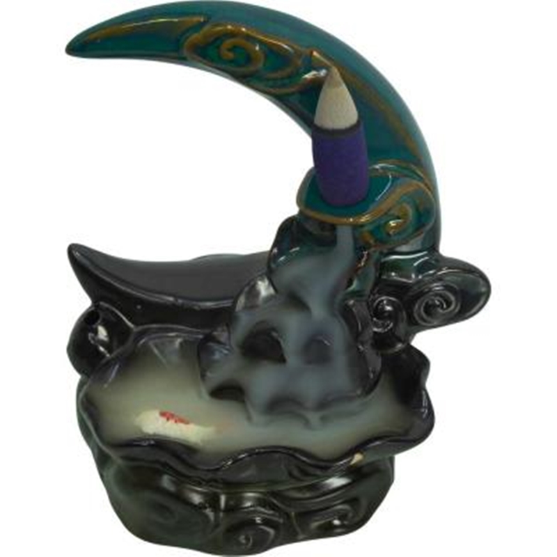 Handmade Cat On The Moon Raku Pottery Incense Burner – Signed Art Piece