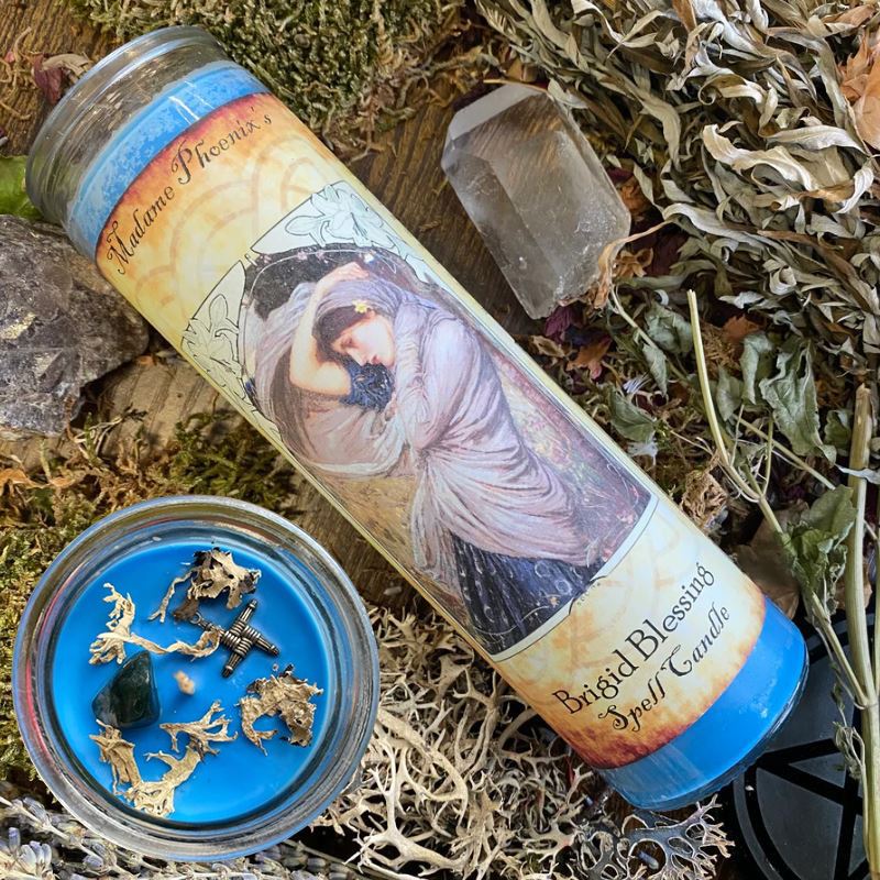 Brigid's Blessing 7 Day Candle | The Zen Shop Brigid's Blessing 7 Day Candle dressed in herbs and crustals