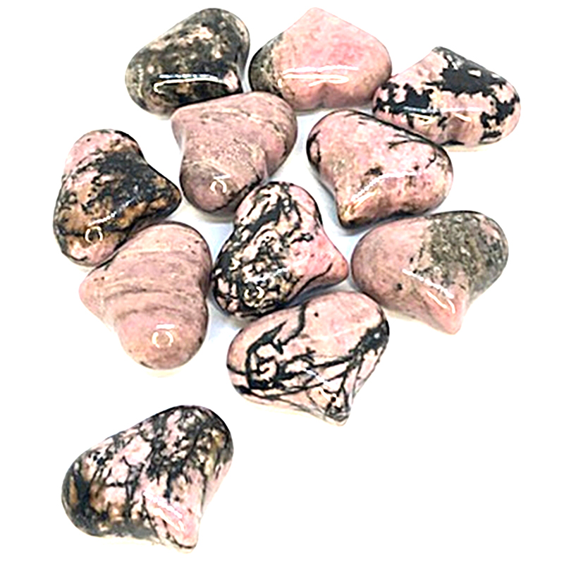Rhodonite Puffed Heart Mini Pile of Rhodonite Puffed Heart Mini stones