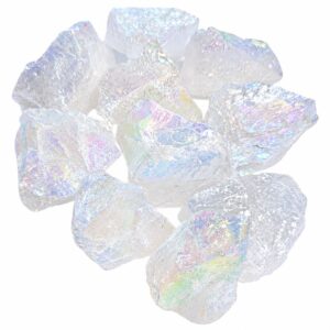 Pile of rough angel aura quartz stones