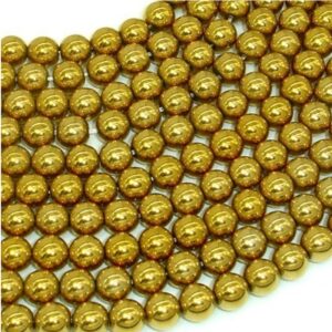 Hematite Gold 8mm Round Beads image