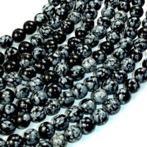 Obsidian Snowflake 8mm Round Beads image