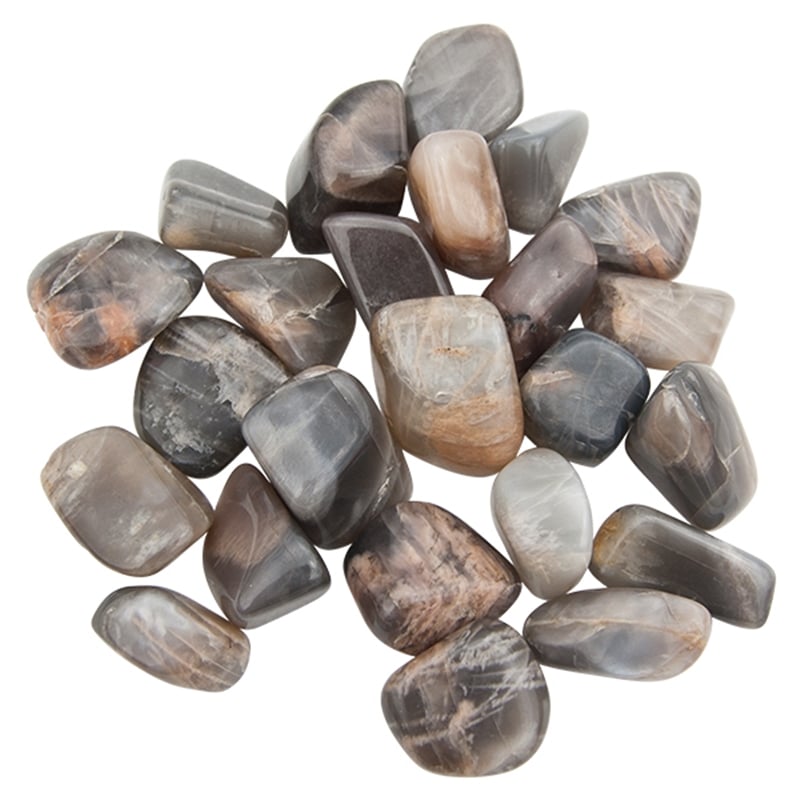 Tumbled Moonstone (Black) Pile of Tumbled Moonstone (Black) stones