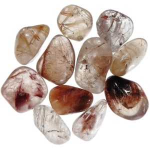 Pile of Tumbled Golden Rutilated Quartz stones