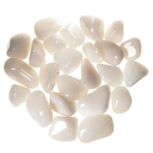 Pile of Tumbled Snow Quartz stones