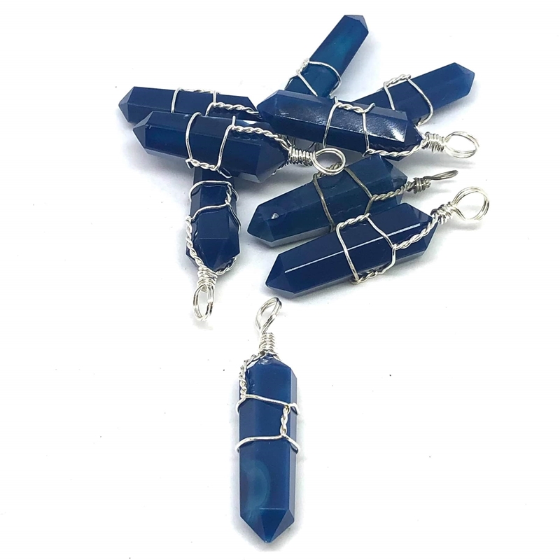 Blue Onyx Wire Wrapped Pendant Pile of Blue Onyx Wire Wrapped Pendants