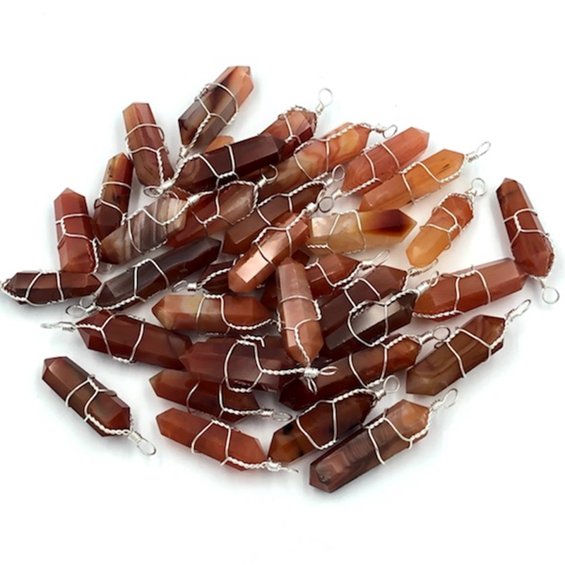 Carnelian Wire Wrapped Pendant Pile of Carnelian Wire Wrapped Pendants