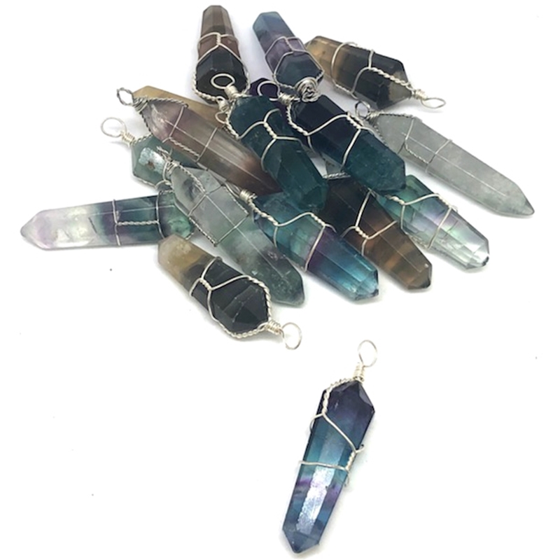 Fluorite Wire Wrapped Pendant Pile of Fluorite Wire Wrapped Pendants