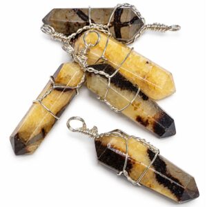 Pile of Septarian Wire Wrapped Pendants