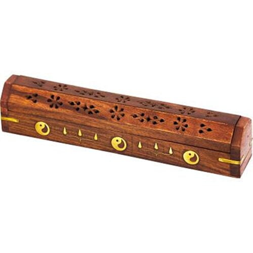 Wooden Incense Burner & Storage Box Large Yin Yang The Zen Shop